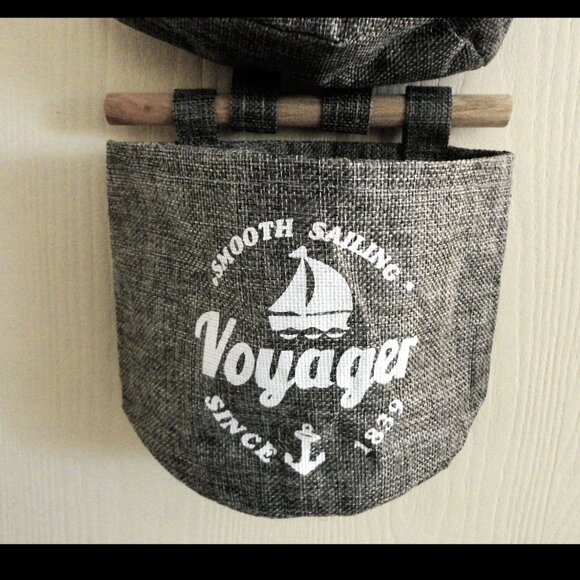 Set of 4 Water Resistant Sm. Hanging Totes, Nautical Theme, Bathrms, Cruise NEW - Picture 7 of 9